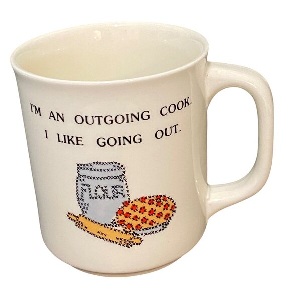 Vintage 80s House of Lloyd Outgoing Cook Mug White Foodie Restaurants Eating Out - Picture 3 of 6